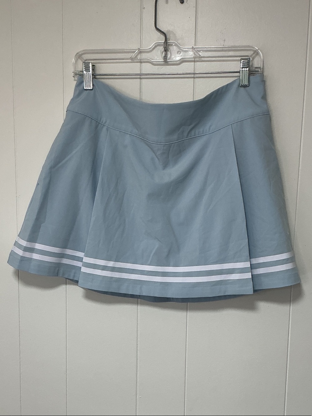 Light Blue Circle Skirt with White Stripe Trim